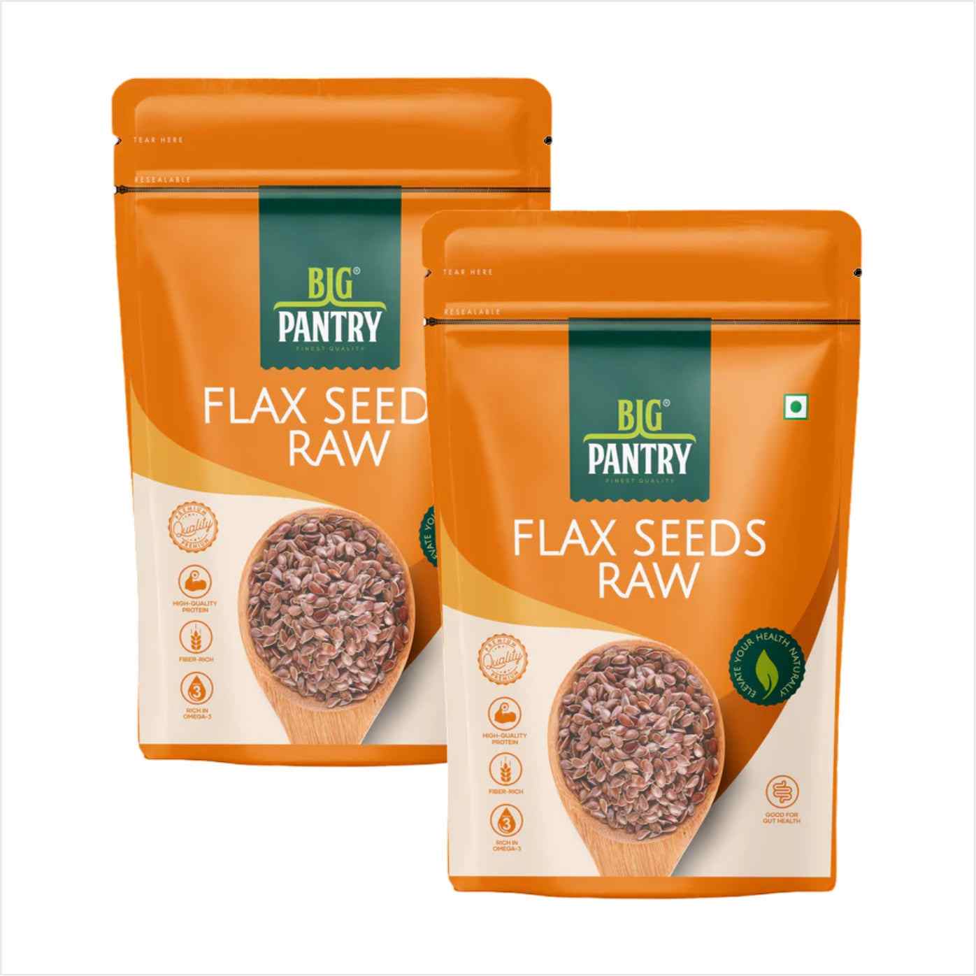Big Pantry Raw Flax Seeds, pack of 2 pouches, 200g each